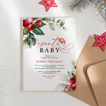 Red Berries Christmas Santa Baby Shower Invitation<br><div class="desc">*** Please enter H061 in the store search to find all matching items *** Or visit our Christmas Greenery & Red Berries Collection. *** This high-quality design is easy to customize to match your wedding colors, styles and theme. For further customization, please click the "Edit using Design Tool" link and...</div>