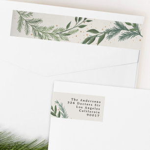Red Berries Classic Green Christmas Return Address Wrap Around Label