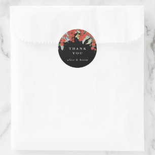 Red Berries + Eucalyptus Christmas Thank You Classic Round Sticker