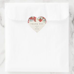 Red Berries + Eucalyptus Christmas Thank You Heart Sticker