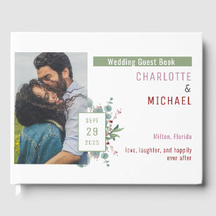 Red Berries & Eucalyptus Wedding Guest Book