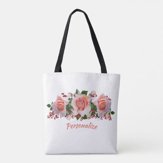 Red Berries Flower Bouquet Stylish Personalize Tote Bag (Back)