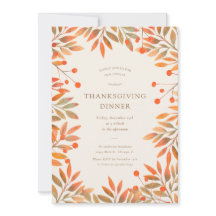 Red Berries & Gold Leaves Thanksgiving Dinner