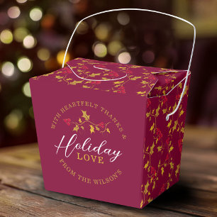 Red berries golden holly leaves Christmas love Favor Boxes