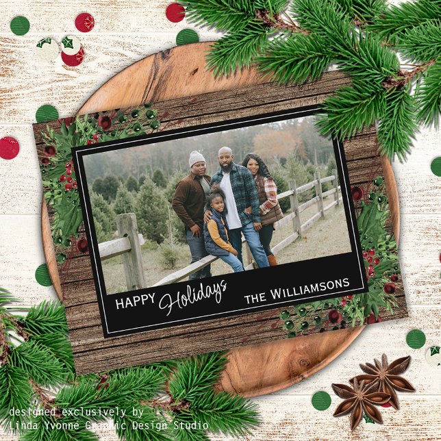 Red Berries Green Holly Cute Botanical Foliage Postcard (Creator Uploaded)