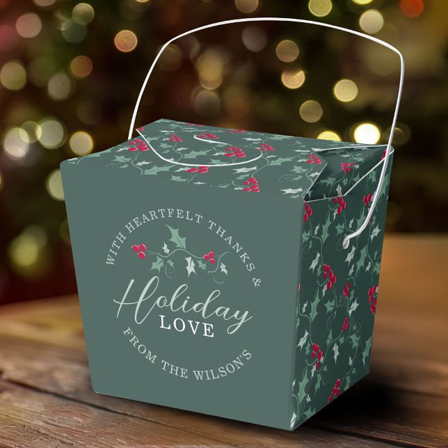 Red berries green holly leaves Christmas love Favor Boxes (Creator Uploaded)