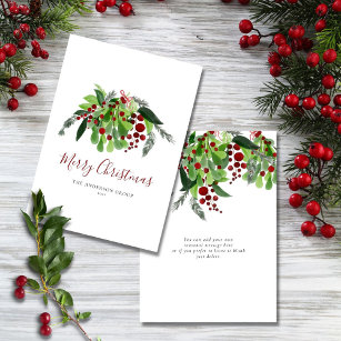 Red Berries Greenery Business Christmas  Holiday Card