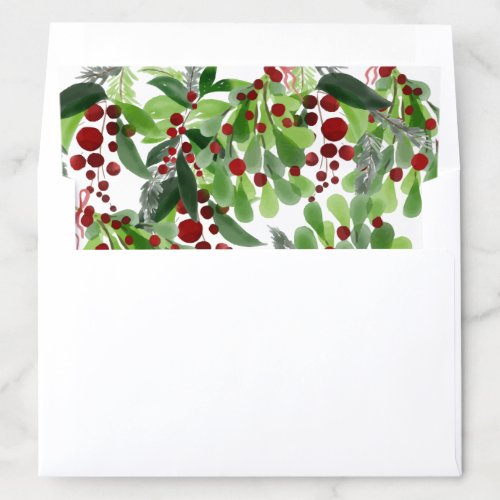 Red Berries Greenery Christmas Holiday Envelope Liner