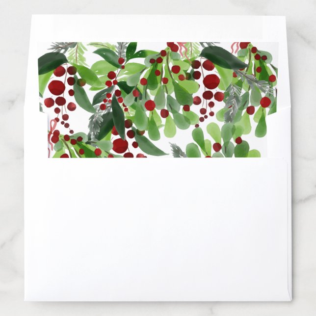 Red Berries Greenery Christmas Holiday Envelope Liner (In Envelope)