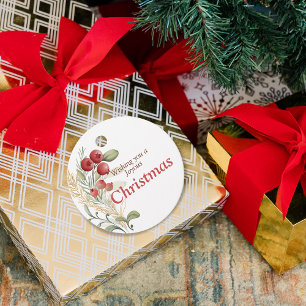 Red Berries Greenery Elegant Christmas Favor Tags