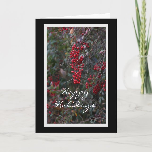 Red berries Happy Holidays Holiday Card (Front)