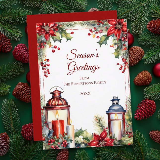 Red Berries, Holly & Candles Christmas Card (Creator Uploaded)