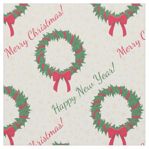 Red Berries Holly Merry Christmas Fabric