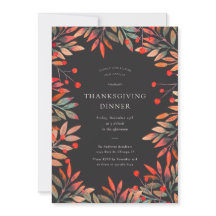 Red Berries & Leaves Custom Thanksgiving Dinner