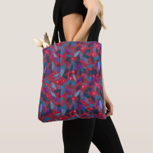 Red Berries Minimal Floral Pattern Simple Botany Tote Bag