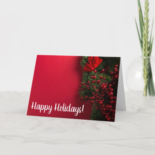 Red Berries & Mistletoe, Christmas Card (Front)
