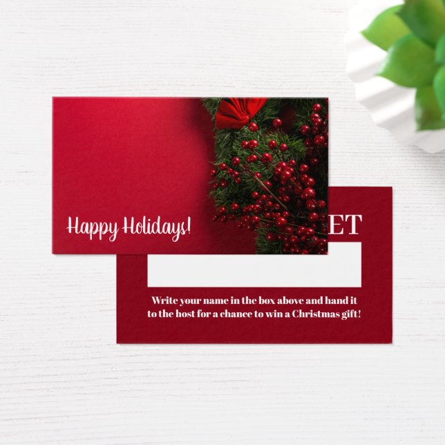 Red Berries & Mistletoe, Christmas Raffle Ticket (Desk)