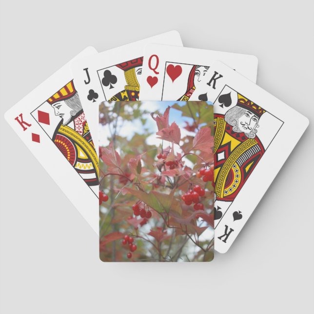 Red Berries Nature Photo Fruit Garden Fall Autumn Poker Cards (Back)