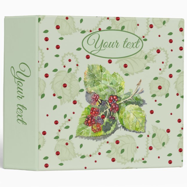 Red berries of blackberry 3 ring binder (Front/Spine)