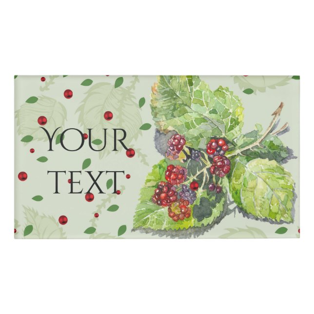 Red berries of blackberry name tag (Front)