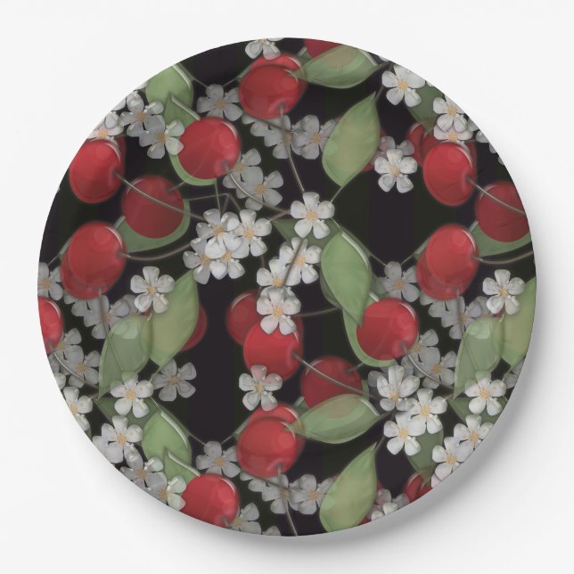 Red berries paper plates (Front)