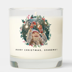 Red Berries Photo Christmas Custom Scented Candle