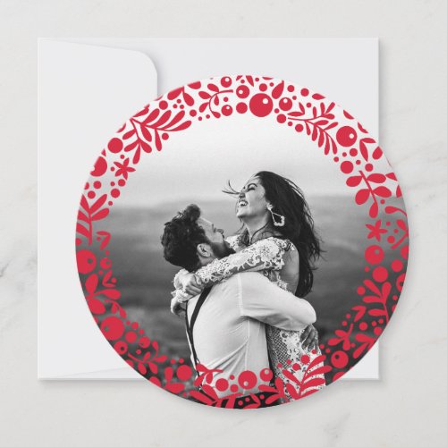 Red Berries Photo Frame Two_Sided Round Card