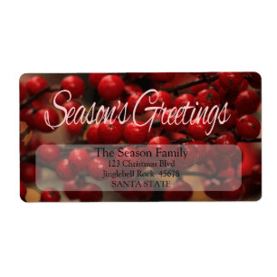 Red berries Season's Greetings address label