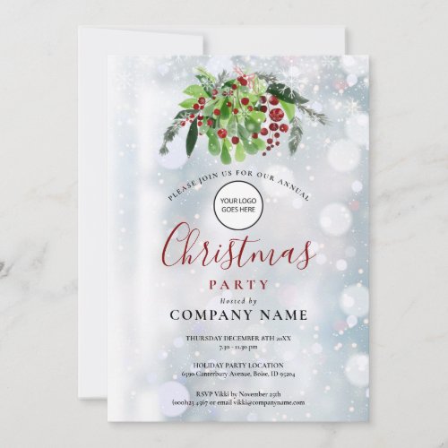 Red Berries Snow Company LogoChristmas Party Invitation