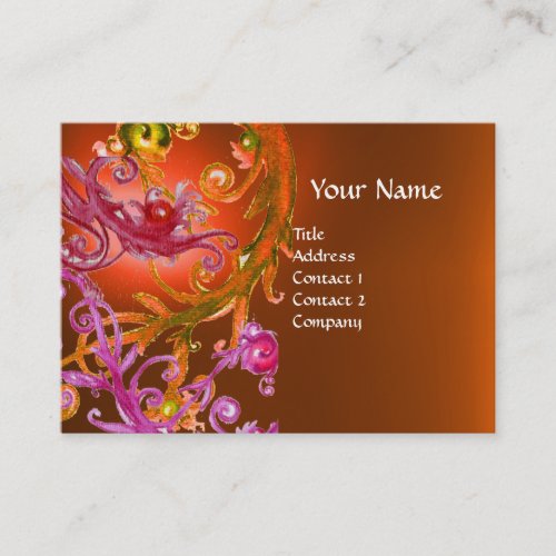 RED BERRIES SWIRLS GEMSTONE orange Business Card