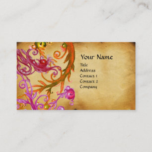 RED BERRIES SWIRLS parchment Business Card