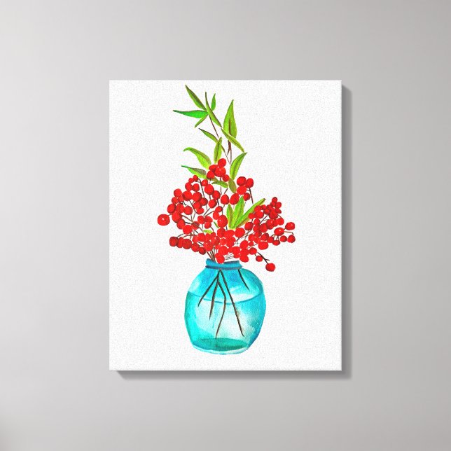 Red Berries watercolor art Canvas Print (Front)