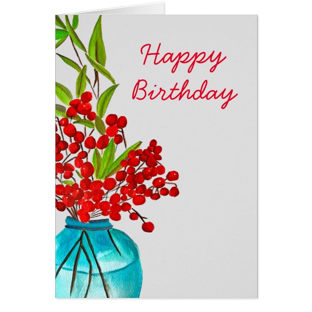 Red Berries watercolor art Cards (Front)