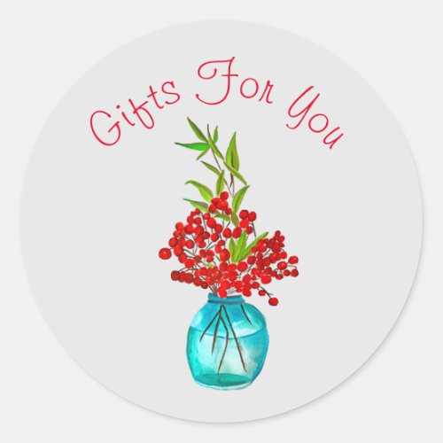 Red Berries watercolor art Classic Round Sticker