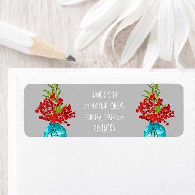 Red Berries watercolor art Label (Insitu)