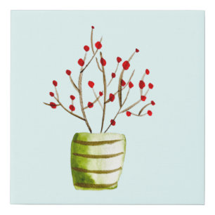 Red Berries watercolor Christmas Canvas Print