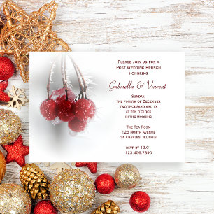 Red Berries Winter Post Wedding Brunch Invitation
