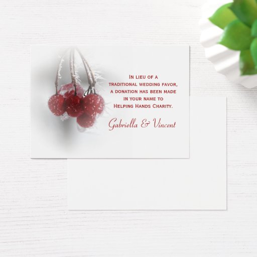 Customizable Red Berries Winter Wedding Charity Favor Card Business Card Templates