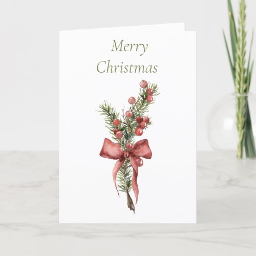 Red Berries with A Bow Holiday Card
