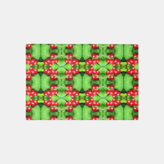 Red Berries With Raindrops Abstract Nature Art Rug