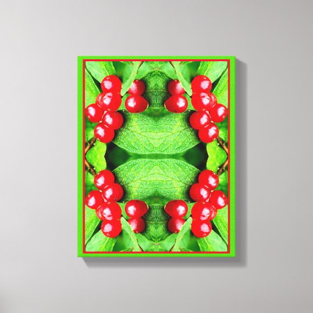 Red Berries With Raindrops Abstract Nature Canvas Print (Front)