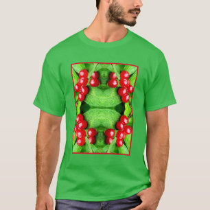 Red Berries With Raindrops Abstract Nature T-Shirt
