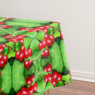 Red Berries With Raindrops Abstract Nature Tablecloth