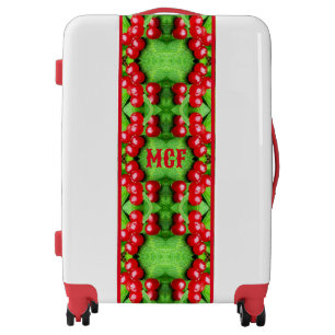Red Berries With Raindrops Nature Monogram Luggage