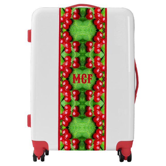 Red Berries With Raindrops Nature Monogram Luggage (Front)