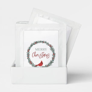 Red Berries Wreath and Red Cardinal Christmas Tea Bag Drink Mix