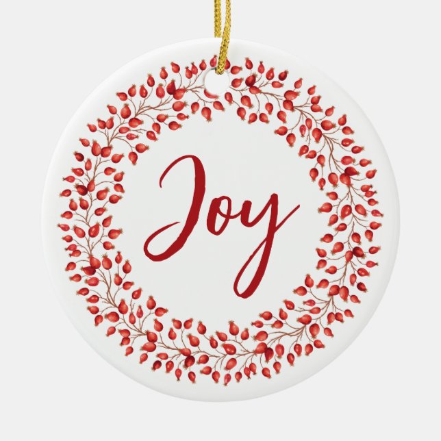 Red Berries Wreath Corporate Christmas Ornament (Front)