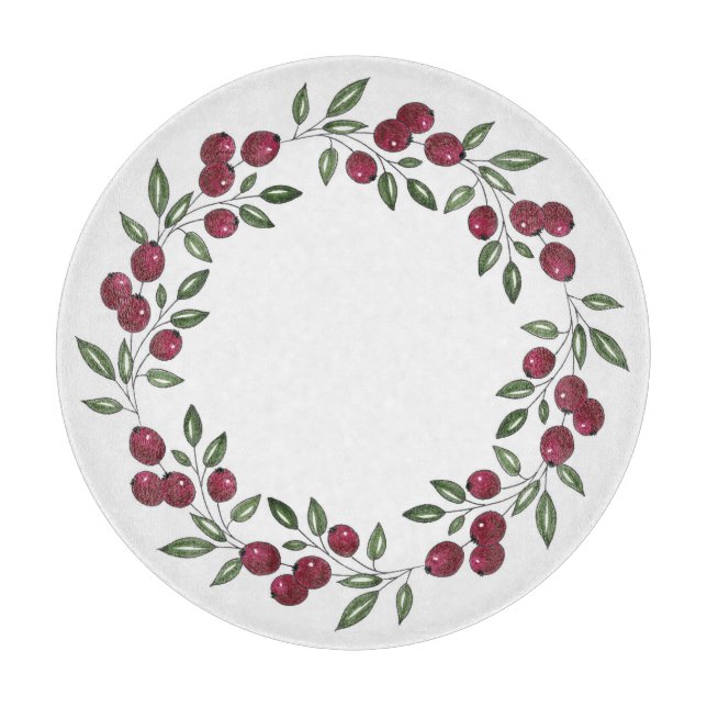 Red Berries Wreath  Cutting Board (Front)