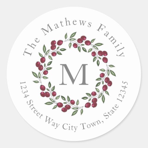 Red Berries Wreath Labels