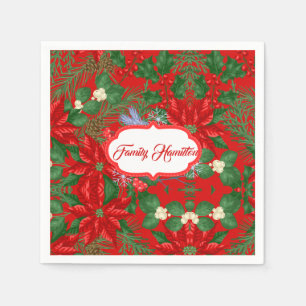 Red Berry and olive green Christmas Napkins